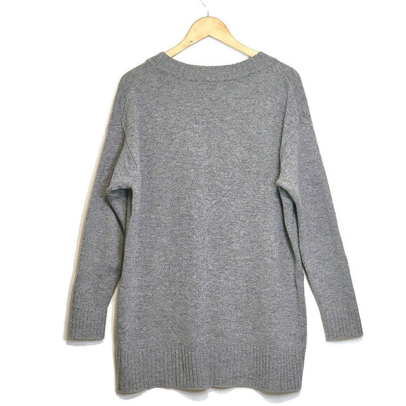 Athleta Wool Cashmere V Neck Long Sleeve Tunic Gray Sweater Cozy Minimalist M - Picture 10 of 16